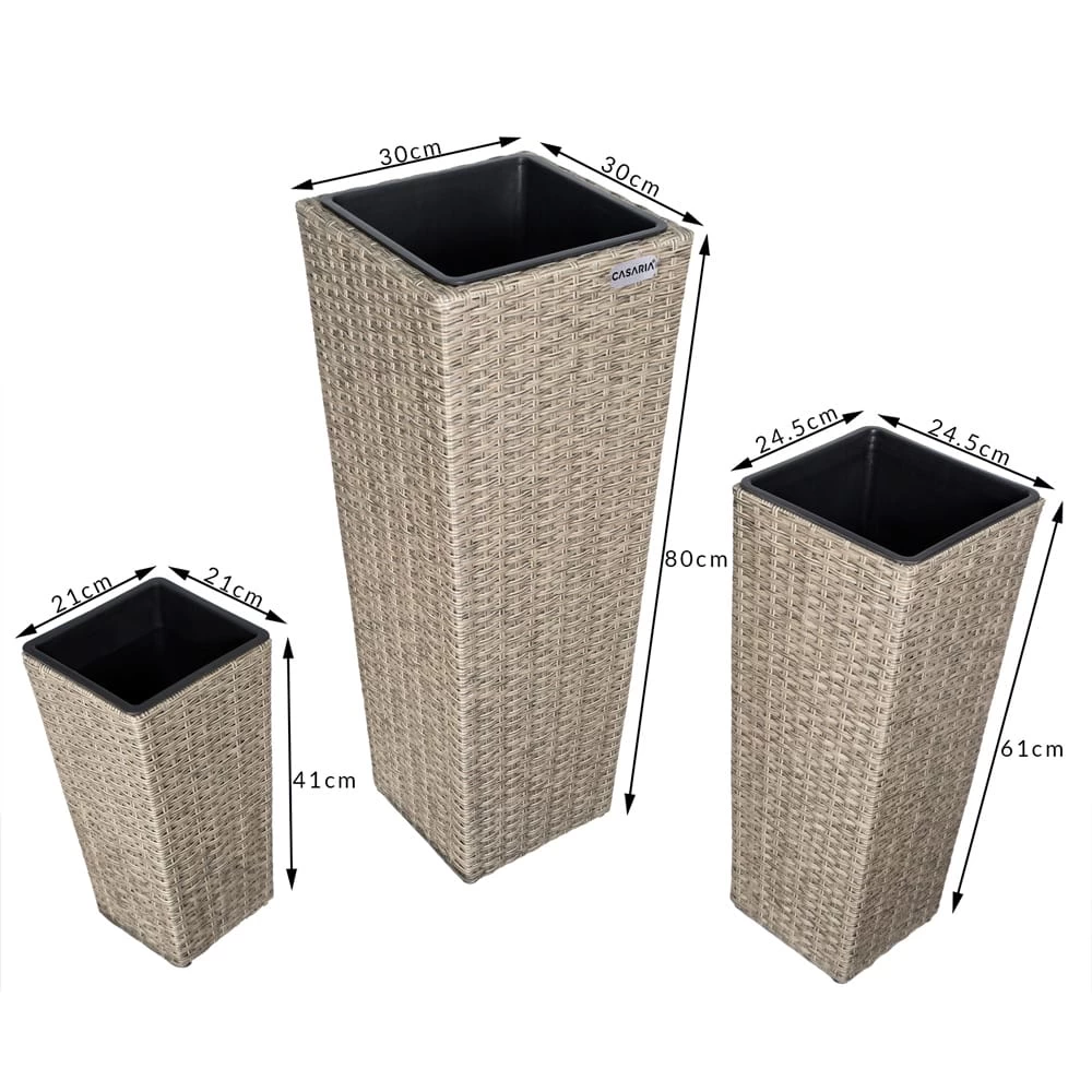 Polyrattan Blumentopf 3er-Set Creme 7 Polyrattan Blumentopf 3er-Set Creme – Bild 5