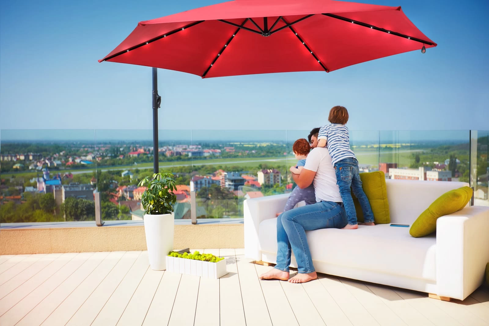 LED Solar Ampelschirm Haiti Rot Ø300cm 10 LED Solar Ampelschirm Haiti Rot Ø300cm – Bild 8