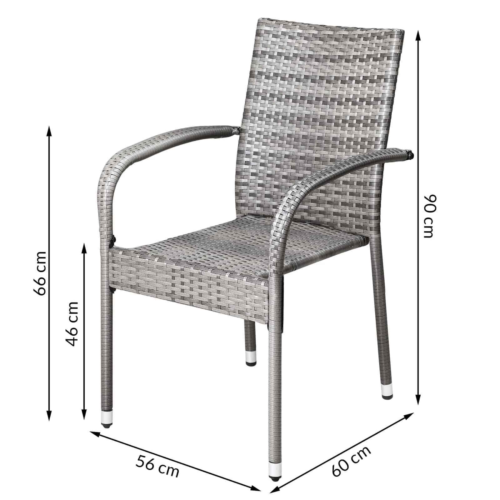 Polyrattan Stapelstuhl Comfort 4er-Set Grau 11 Polyrattan Stapelstuhl Comfort 4er-Set Grau – Bild 9