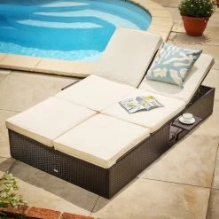 Polyrattan Sonnenliege Schwarz/Creme 196x116x38cm Verstellbar -Gartenmöbel Und Dekoration Geschäft 5b17f2f4b738b6fce91bab1a94cff541 de 992855d 12 1