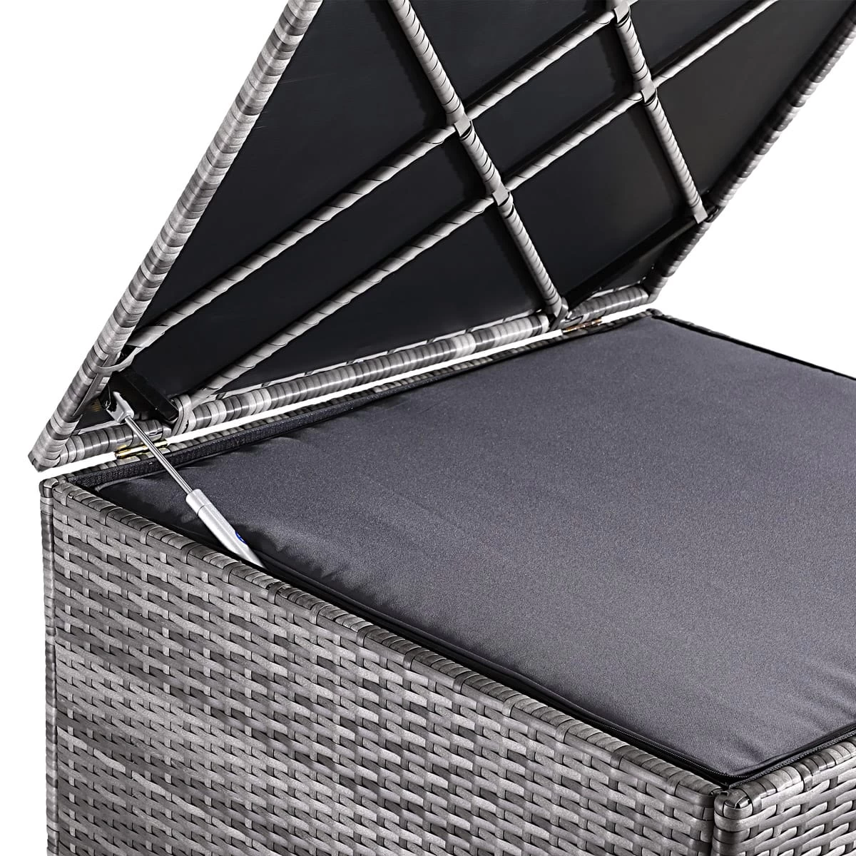 Polyrattan Auflagenbox Grau 75x75x70cm 8 Polyrattan Auflagenbox Grau 75x75x70cm – Bild 6
