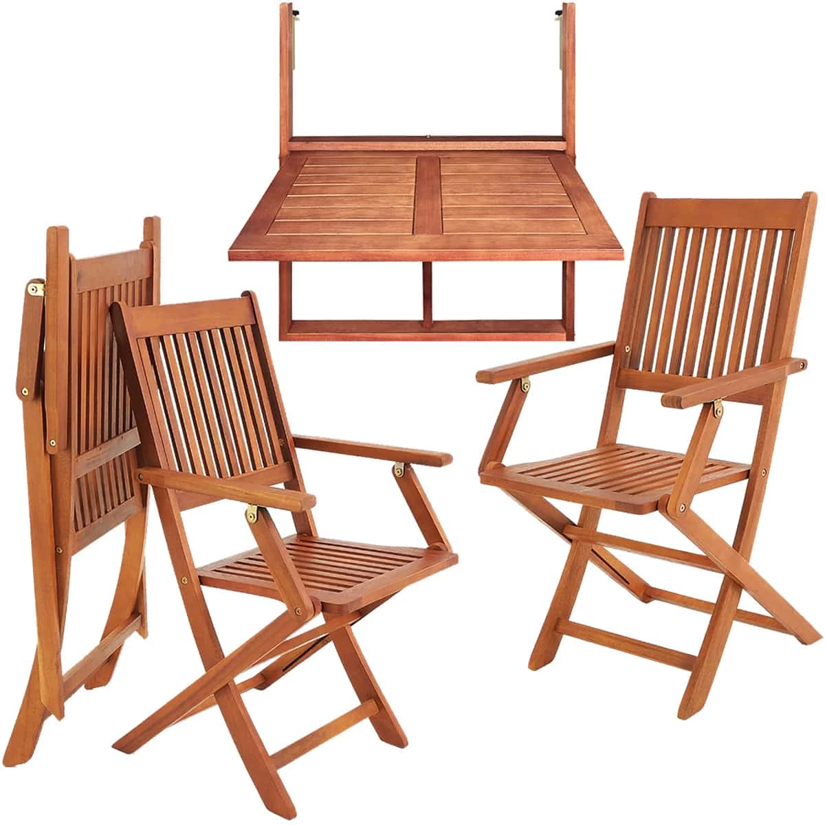 Balkonhängetisch Inkl. 2 Stühle 3-tlg. Akazienholz FSC®-zertifiziert 14 Balkonhängetisch Inkl. 2 Stühle 3-tlg. Akazienholz FSC®-zertifiziert – Bild 12