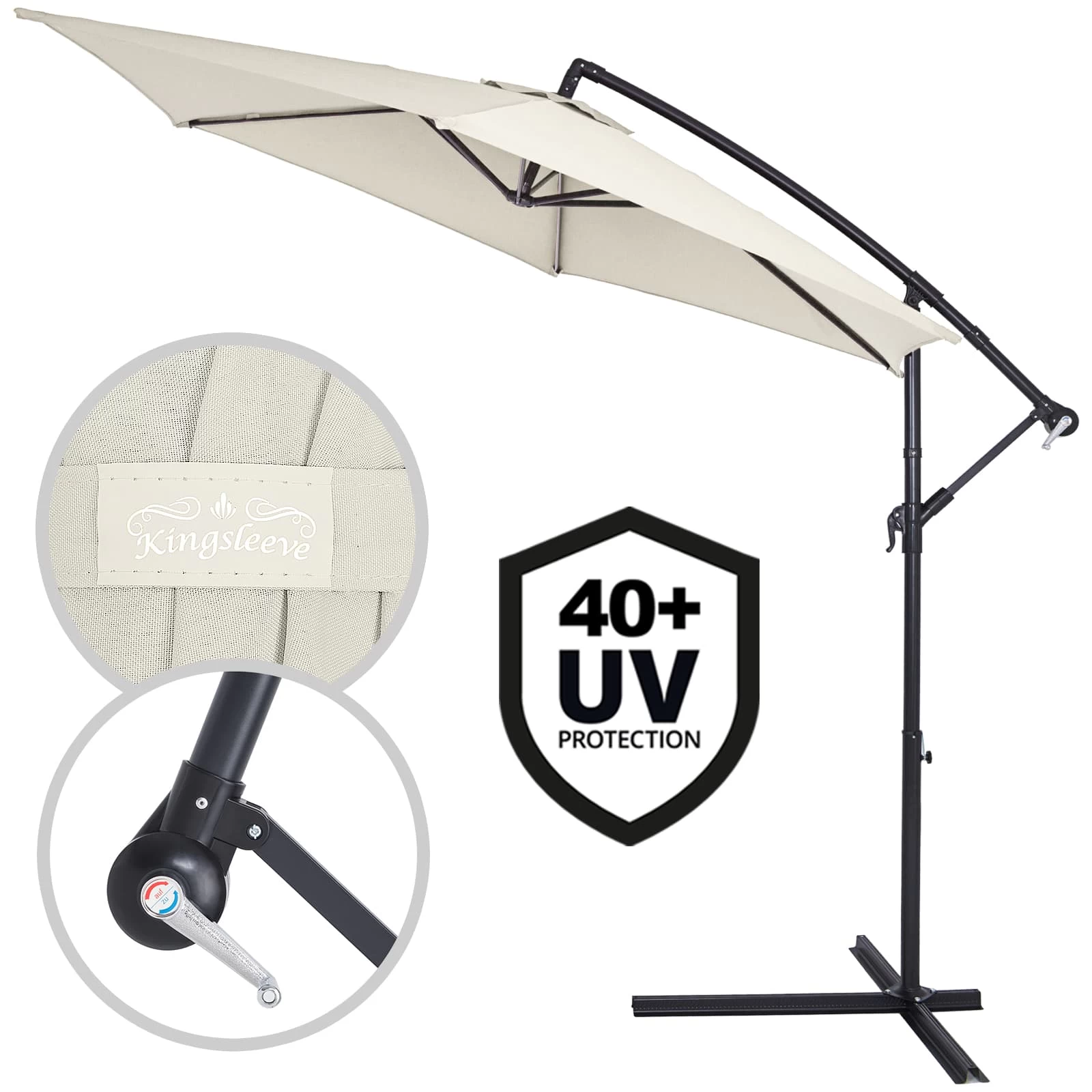 Ampelschirm Creme Alu Ø300cm UV-Schutz 50+ 3 Ampelschirm Creme Alu Ø300cm UV-Schutz 50+