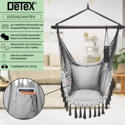 Hängesessel Hellgrau 170x100x150cm -Gartenmöbel Und Dekoration Geschäft 5e91cd91462425b1d9508aa1e29b912e 111