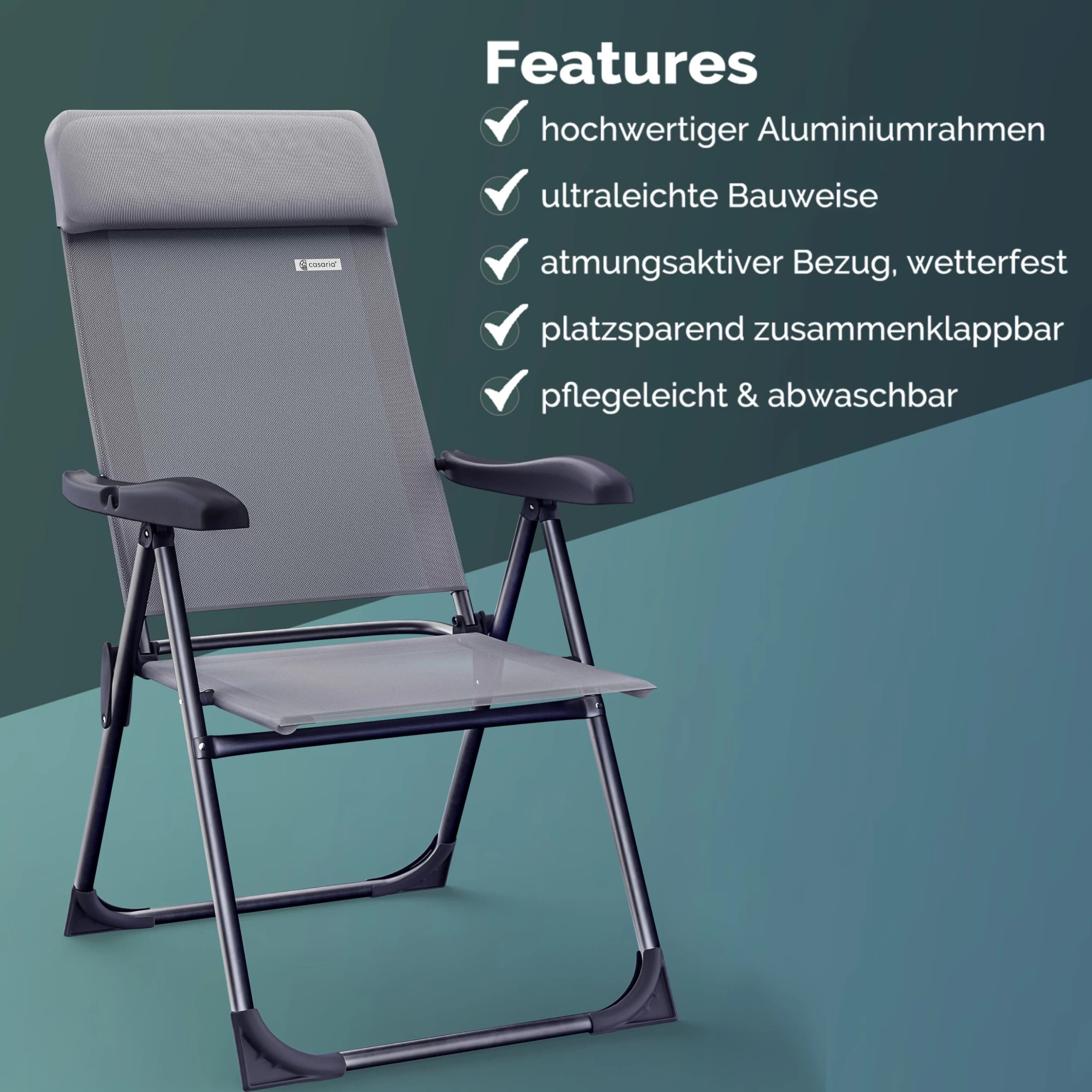 Gartenstuhl 4er-Set Grau Alu Klappbar 7 Gartenstuhl 4er-Set Grau Alu Klappbar – Bild 5