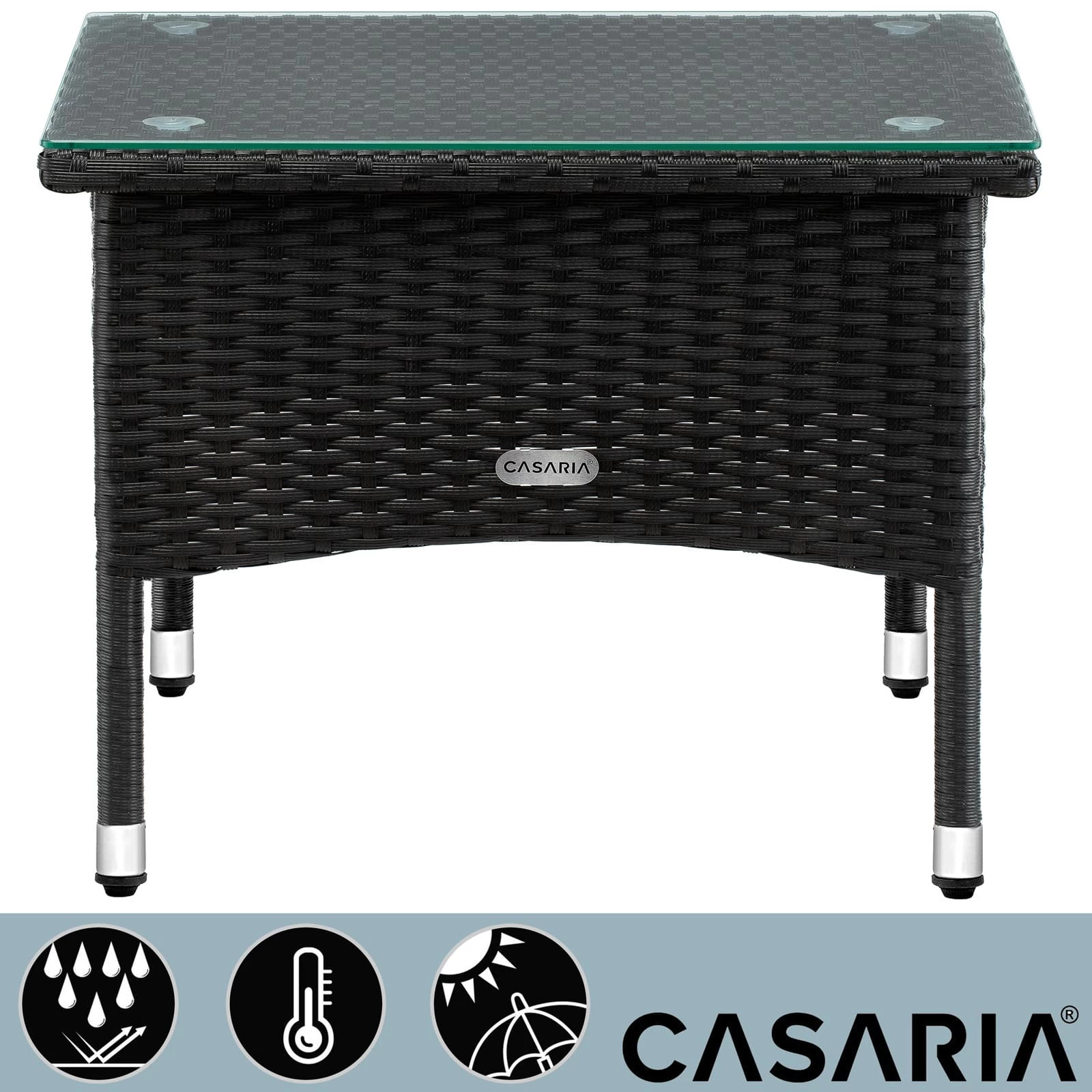 Polyrattan Beistelltisch Schwarz 50x50x45cm 7 Polyrattan Beistelltisch Schwarz 50x50x45cm – Bild 5