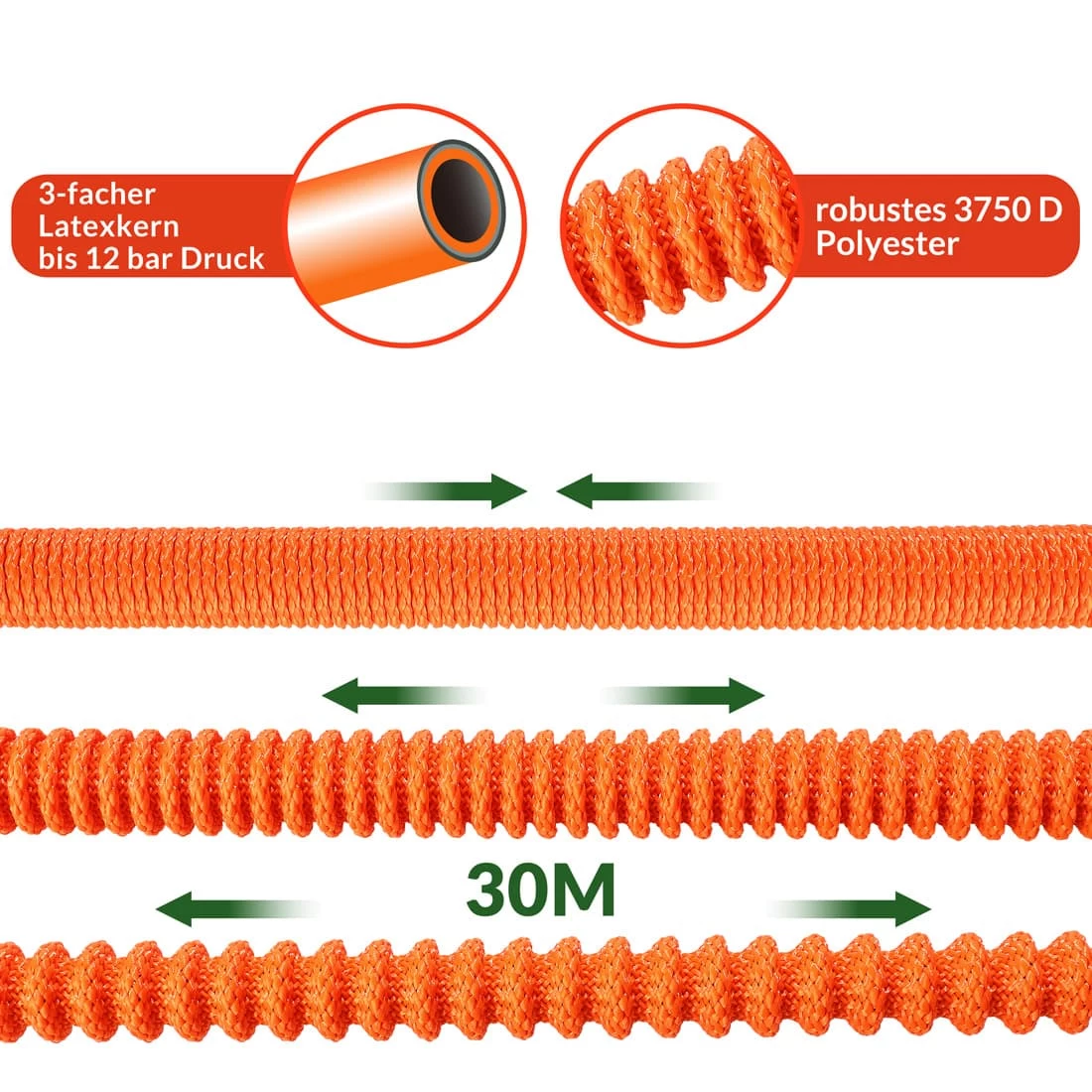 Gartenschlauch Orange 30m Flexibel 11 Gartenschlauch Orange 30m Flexibel – Bild 9
