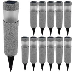 LED Solarleuchte 12er-Set Steinoptik