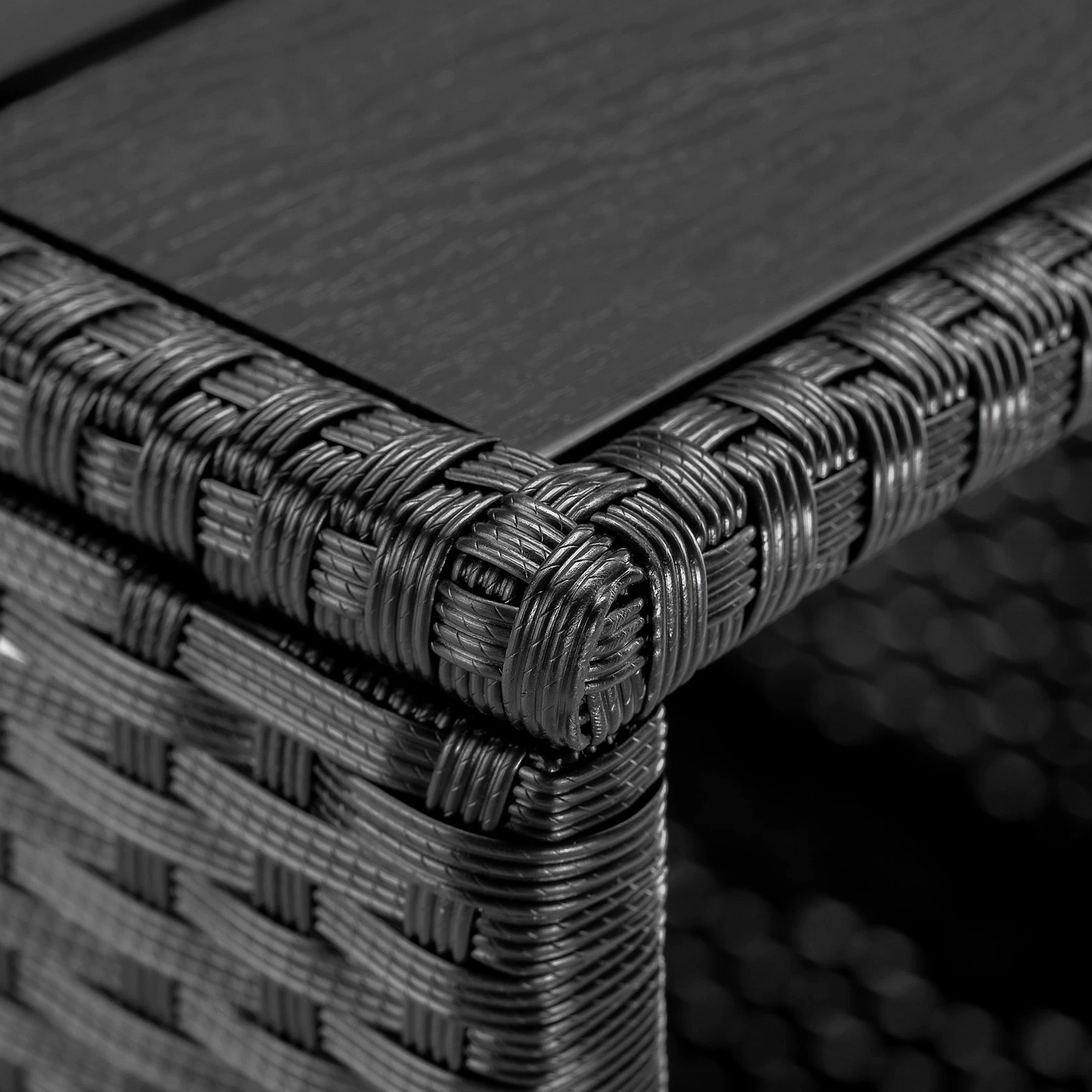Polyrattan Beistelltisch Vedis Schwarz 45x45x40cm 9 Polyrattan Beistelltisch Vedis Schwarz 45x45x40cm – Bild 7
