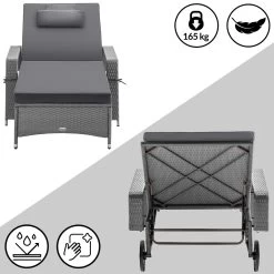 Polyrattan Sonnenliege Grau/Anthrazit 193x90x43cm -Gartenmöbel Und Dekoration Geschäft 671118f9fae1f0a8df99cbc029623b66 de 995630d 13 1