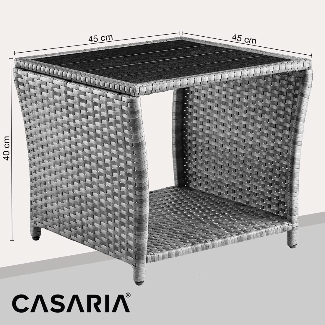 Polyrattan Beistelltisch Vedis Grau 45x45x40cm 9 Polyrattan Beistelltisch Vedis Grau 45x45x40cm – Bild 7