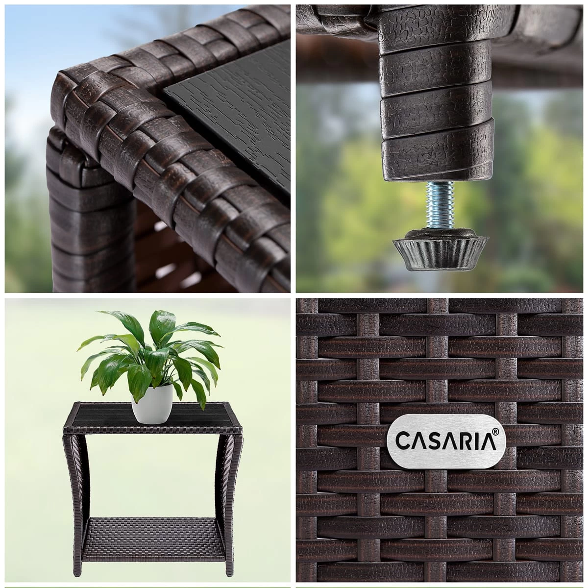 Polyrattan Beistelltisch Vedis Braun 45x45x40cm 6 Polyrattan Beistelltisch Vedis Braun 45x45x40cm – Bild 4