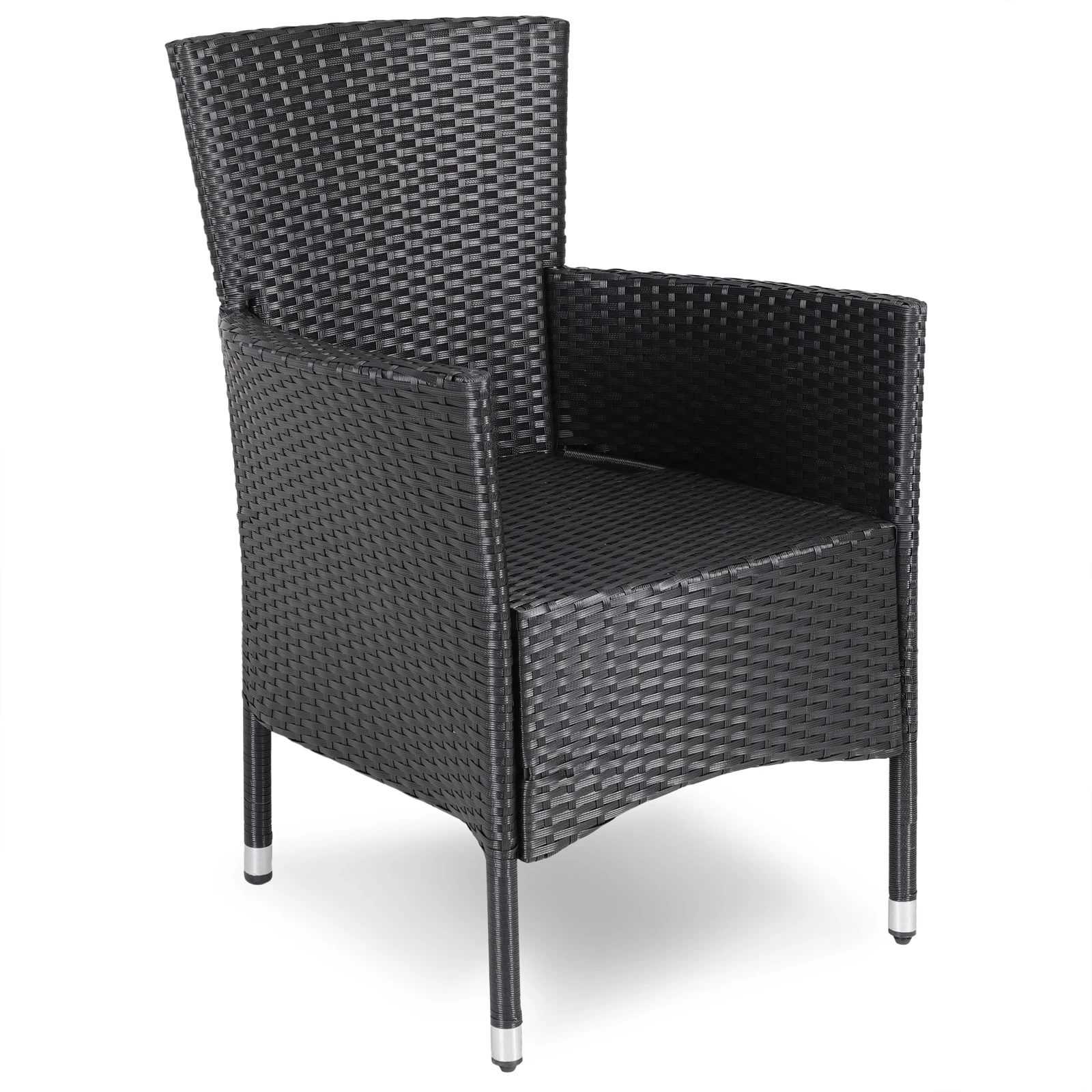 Polyrattan Gartenstuhl 3er-Set Schwarz Stapelbar 10 Polyrattan Gartenstuhl 3er-Set Schwarz Stapelbar – Bild 8