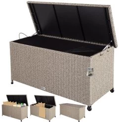 Polyrattan Auflagenbox Creme 122x56x61cm Rollen -Gartenmöbel Und Dekoration Geschäft 6a5ebb07729e23b62e089e2619721a91 a de 106707g