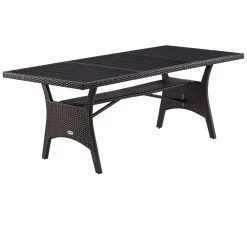 Polyrattan Gartentisch Takeo Braun 190x90x75cm WPC