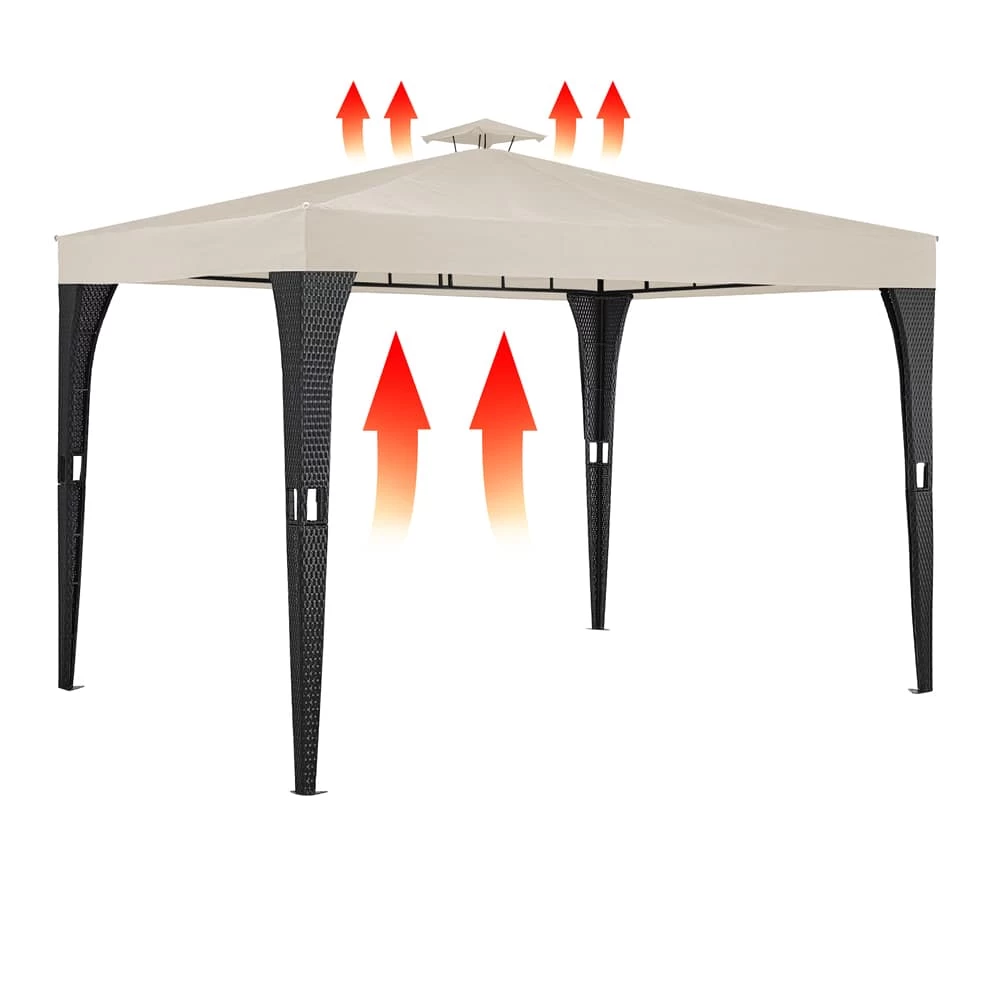 Polyrattan Pavillon Schwarz/Creme 3x3m 8 Polyrattan Pavillon Schwarz/Creme 3x3m – Bild 6