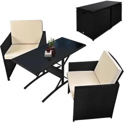 Polyrattan Garten-Sitzgruppe Patio 3-tlg. Glasplatte -Gartenmöbel Und Dekoration Geschäft 6d67edbb547d7c80f2180f746a447761 de 991497g5 1