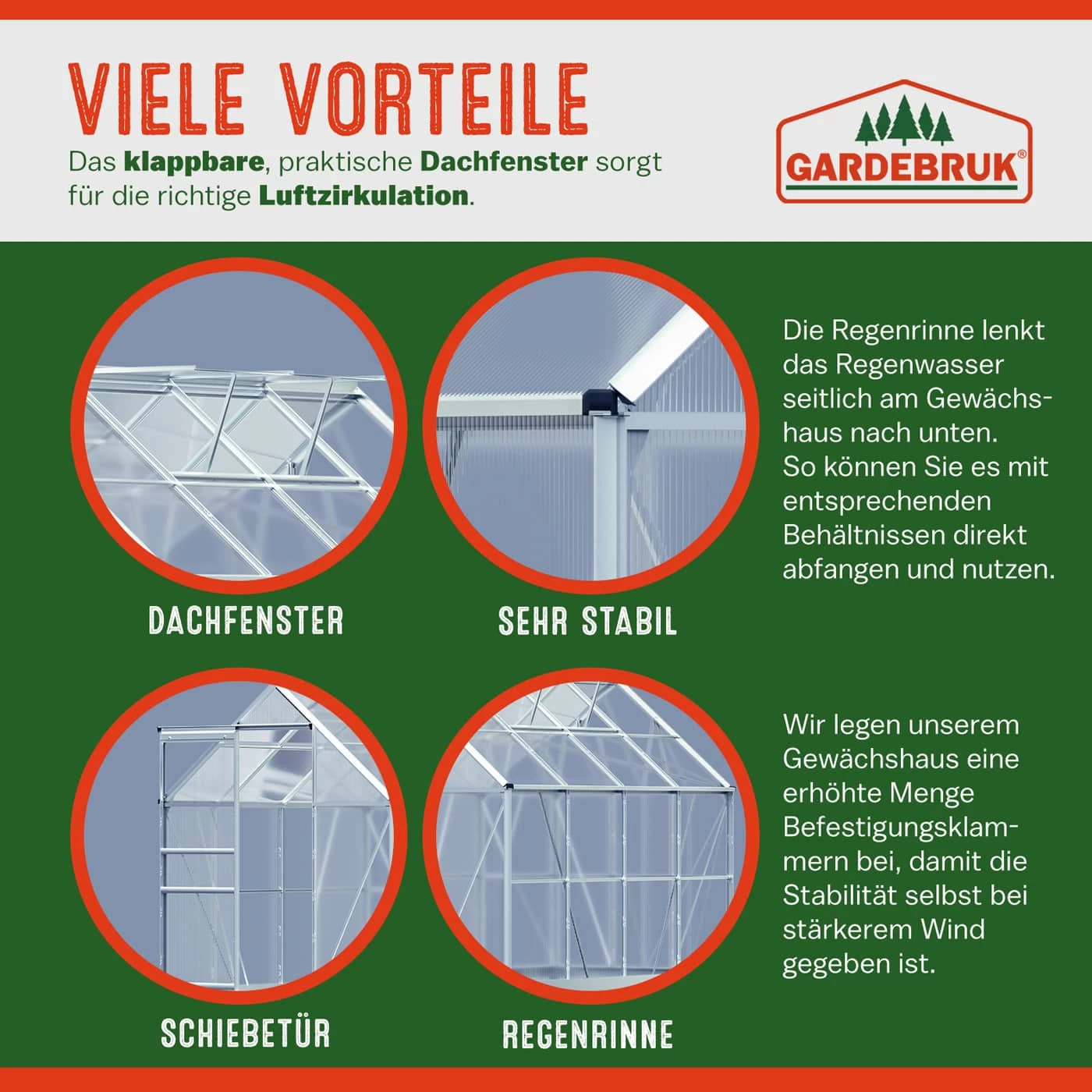 Alu Gewächshaus 250x190x195cm 2 Dachfenster 5 Alu Gewächshaus 250x190x195cm 2 Dachfenster – Bild 3