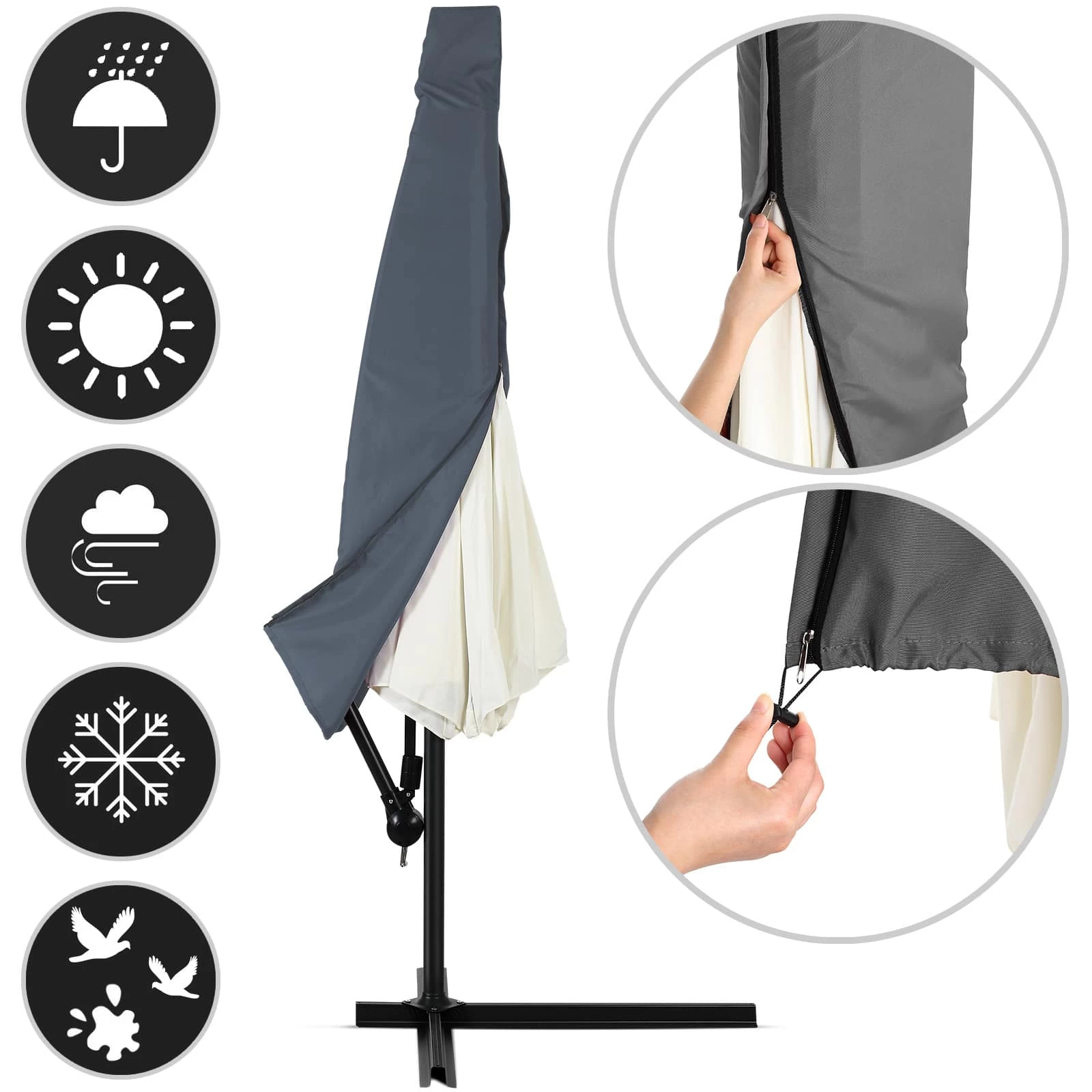 Ampelschirm Anthrazit Alu Ø330cm Inkl. Sonnenschirmhülle 4 Ampelschirm Anthrazit Alu Ø330cm Inkl. Sonnenschirmhülle – Bild 2