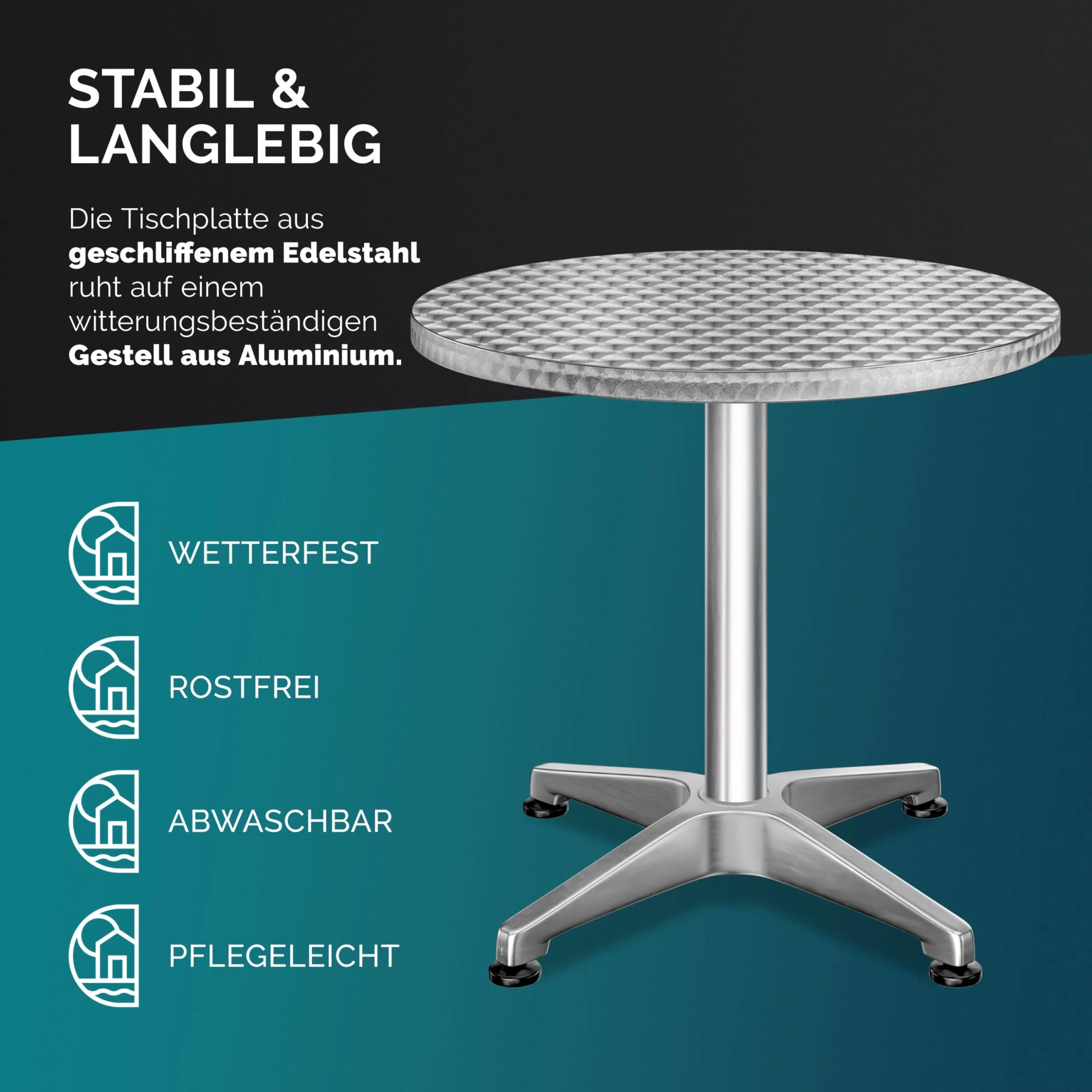 Stehtisch Silber Alu Ø60cm Höhenverstellbar 13 Stehtisch Silber Alu Ø60cm Höhenverstellbar – Bild 11