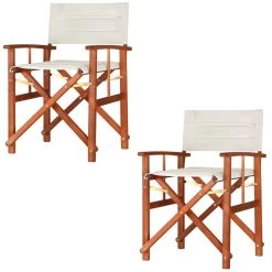Regiestuhl 2er-Set Cannes Creme Gepolstert
