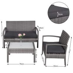 Polyrattan Garten-Sitzgruppe 4-tlg. Grau/Anthrazit -Gartenmöbel Und Dekoration Geschäft 77c88f5b1ad633da57dd51d12fedfe7c de 108685d 12 1