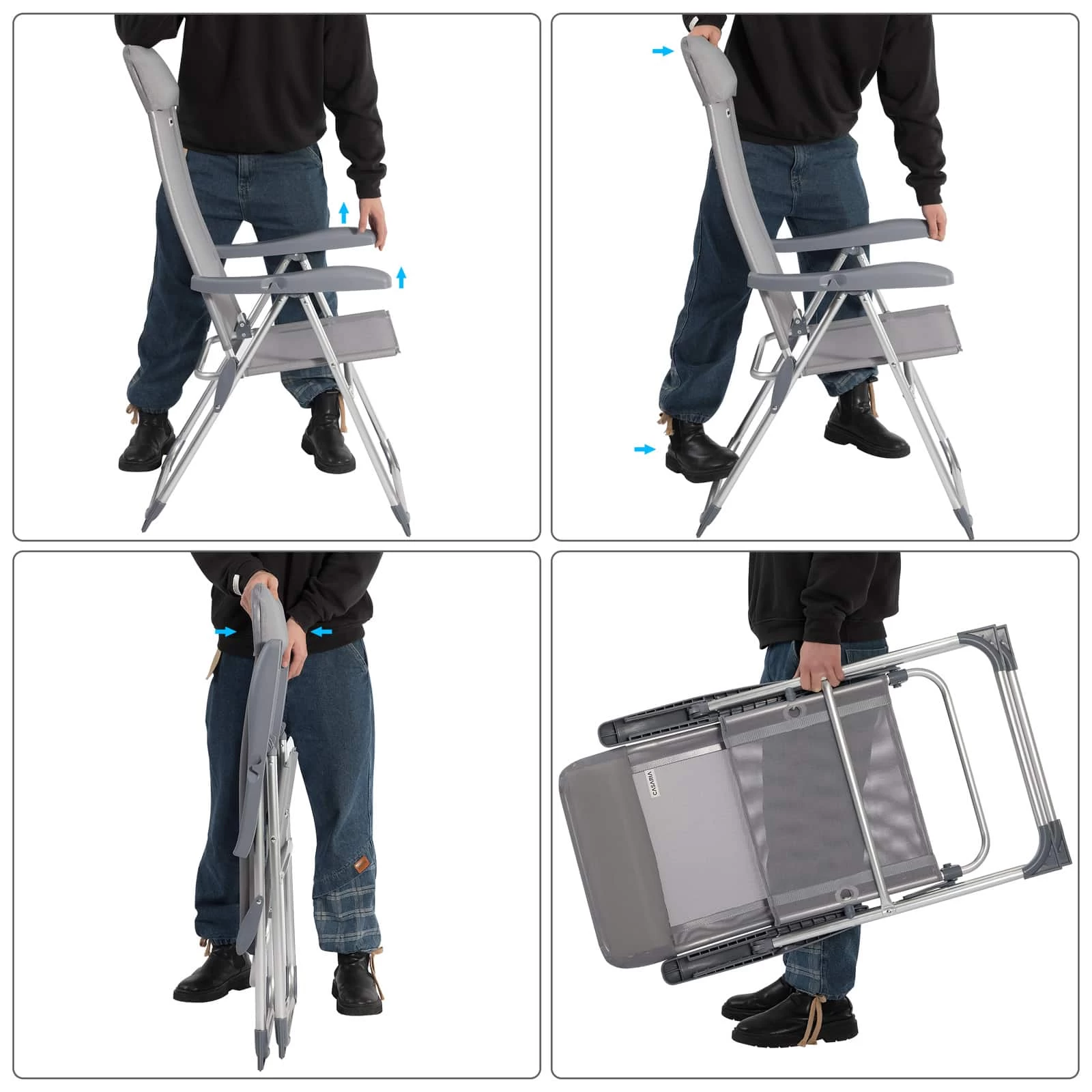 Gartenstuhl 4er-Set Silber Alu 5 Gartenstuhl 4er-Set Silber Alu – Bild 3