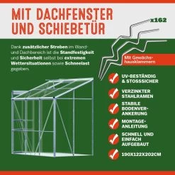 Alu Beistellgewächshaus 190x122x202cm Mit Fundament -Gartenmöbel Und Dekoration Geschäft 79f8b755dccdfb2ba1ce2189fe743ee4 03 991464 on dts web low de 1