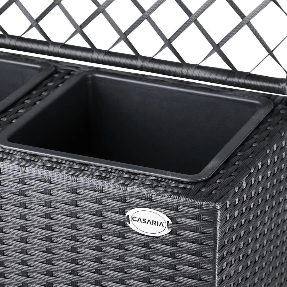 Polyrattan Blumenkasten Mit Rankgitter Schwarz 9 Polyrattan Blumenkasten Mit Rankgitter Schwarz – Bild 7