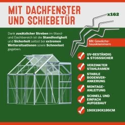 Alu Gewächshaus 190x190x195cm Mit Dachfenster -Gartenmöbel Und Dekoration Geschäft 7b7c62f93a8f4d4446f28c789a2d2b91 03 991468 on dts web low de 1