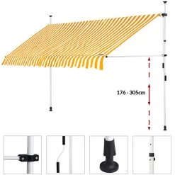 Klemmmarkise Gelb/Weiß 400cm -Gartenmöbel Und Dekoration Geschäft 7c007f1ec2e19865aa6cffb25060b45c de 108293g 1
