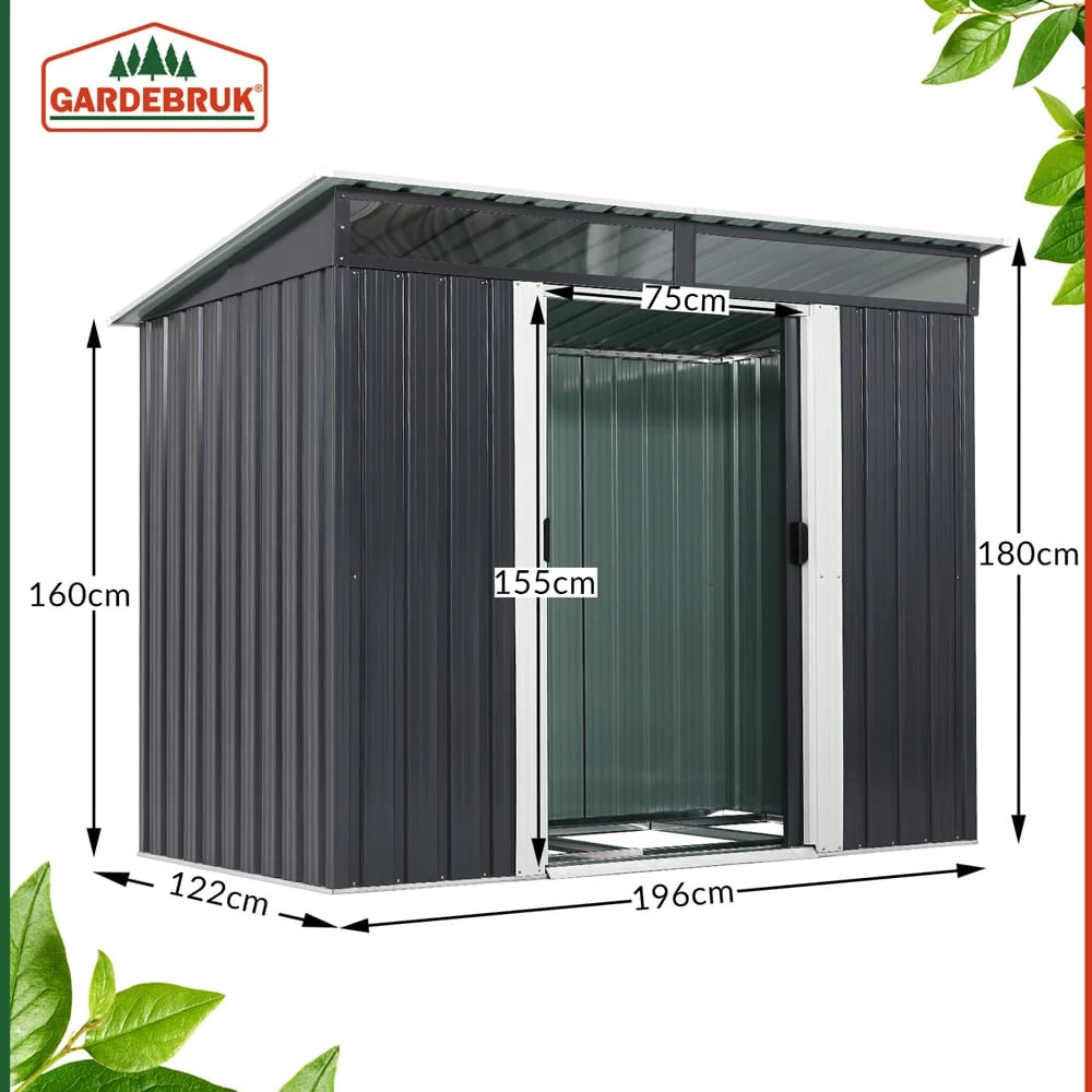 Geräteschuppen Anthrazit Metall 196x122x180cm 10 Geräteschuppen Anthrazit Metall 196x122x180cm – Bild 8