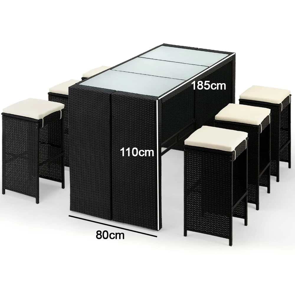 Polyrattan Bar-Set Rio 7-tlg. Schwarz Inkl. Sitzauflagen 11 Polyrattan Bar-Set Rio 7-tlg. Schwarz Inkl. Sitzauflagen – Bild 9