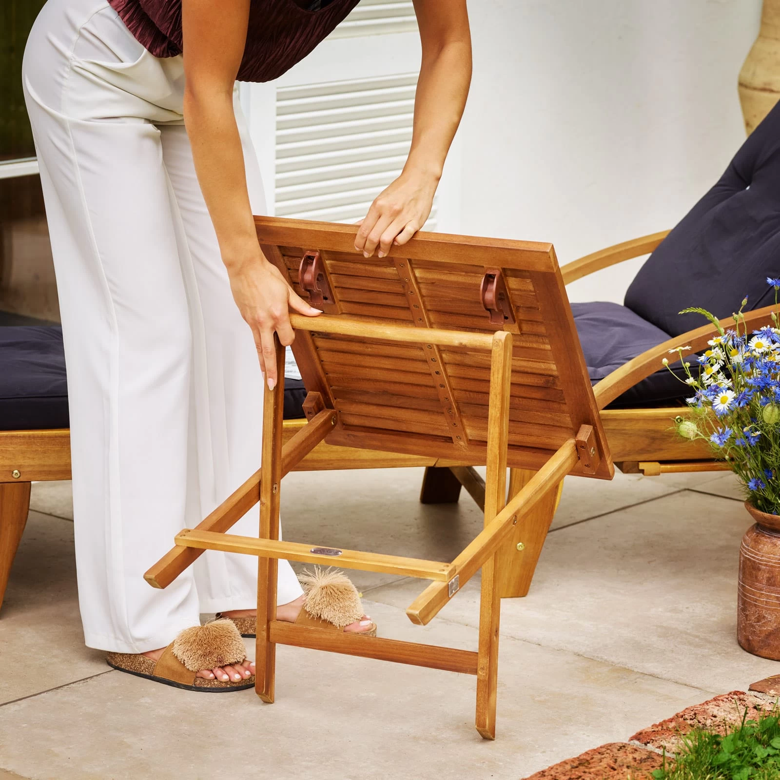 Gartentisch Geöltes Akazienholz 46x46cm Klappbar 10 Gartentisch Geöltes Akazienholz 46x46cm Klappbar – Bild 8