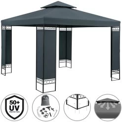Pavillon Lorca Anthrazit 3x3m -Gartenmöbel Und Dekoration Geschäft 80ffb6fe136e3e87b2e5fe3b0a589689 de 108722g 1