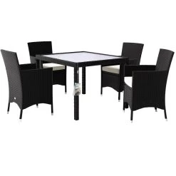 Polyrattan Garten-Sitzgruppe Bali 5-tlg. Schwarz -Gartenmöbel Und Dekoration Geschäft 81487f64f449df2b87133927525f22b4 de 993111a 3 1