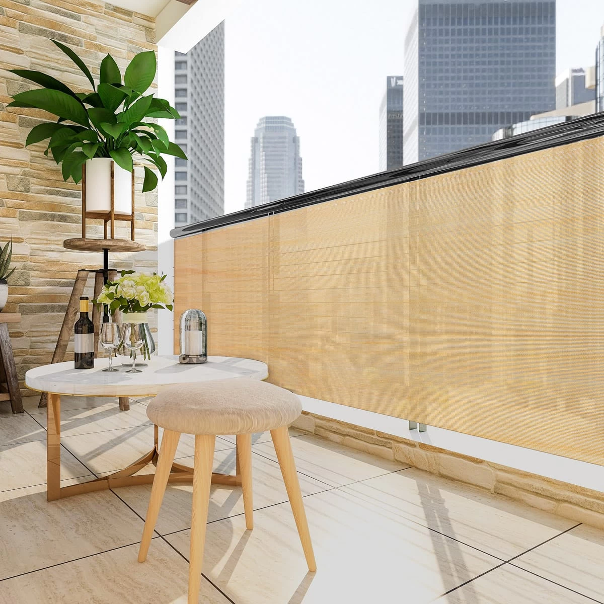 Balkonsichtschutz Beige 1x10m 13 Balkonsichtschutz Beige 1x10m – Bild 11