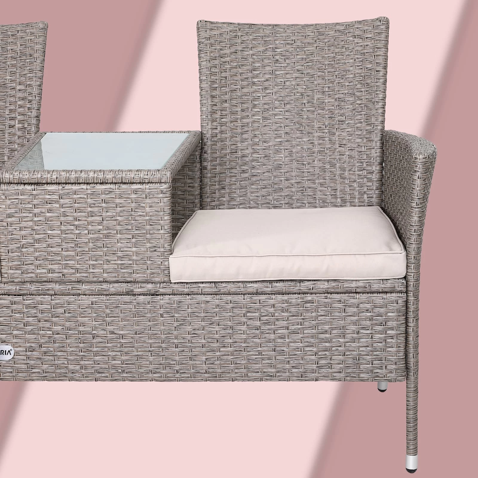 Polyrattan Kino Bank Creme 143x55x88cm 6 Polyrattan Kino Bank Creme 143x55x88cm – Bild 4