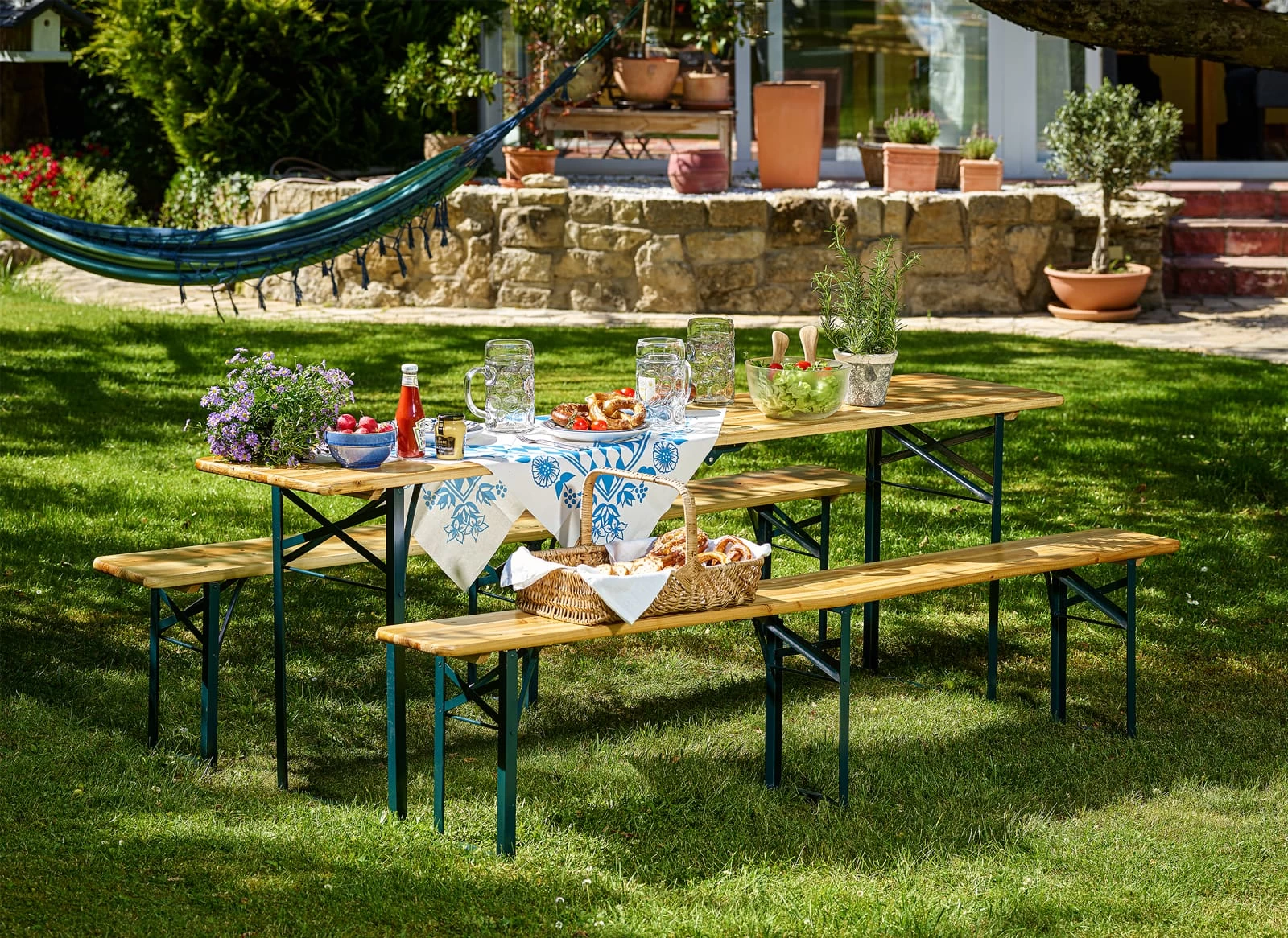 Bierzeltgarnitur 3-tlg. 220cm Klappbar 4 Bierzeltgarnitur 3-tlg. 220cm Klappbar – Bild 2