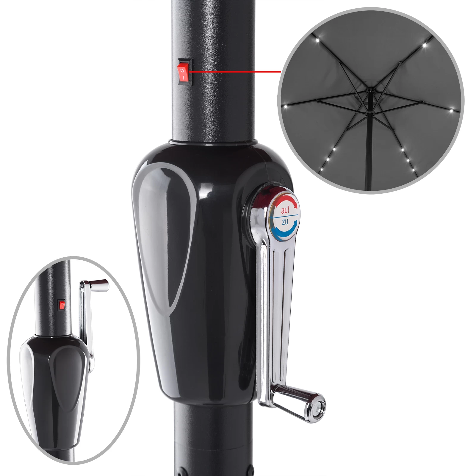 LED Solar Sonnenschirm Athen Anthrazit Ø330cm 5 LED Solar Sonnenschirm Athen Anthrazit Ø330cm – Bild 3