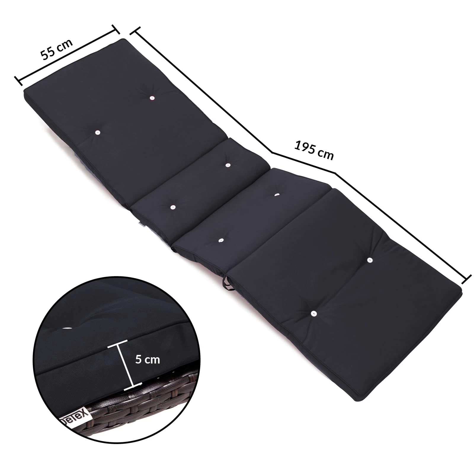 Auflage Sunlounger Anthrazit 195x55x5cm 5 Auflage Sunlounger Anthrazit 195x55x5cm – Bild 3