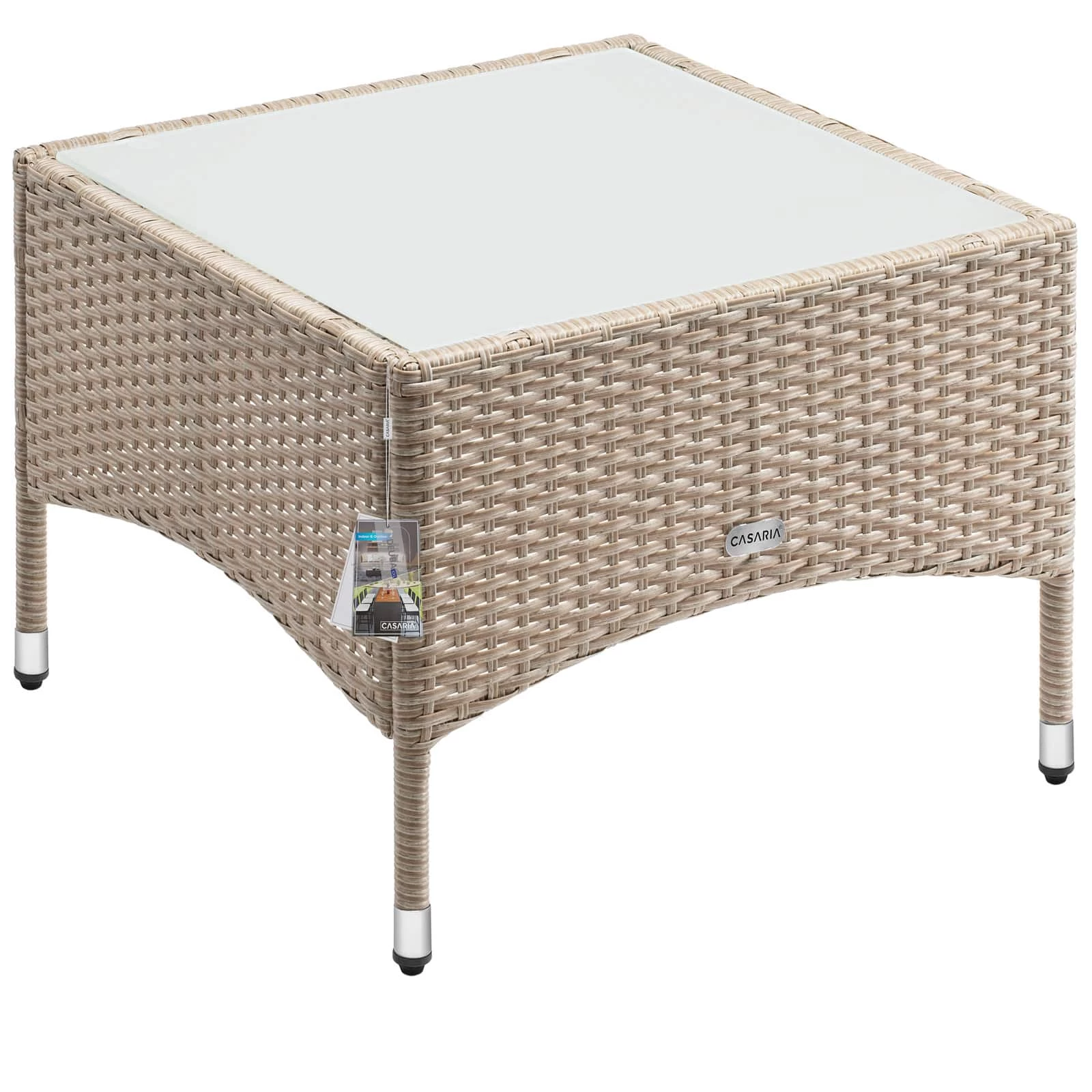 Polyrattan Beistelltisch Grau-Beige 58x58x42cm 3 Polyrattan Beistelltisch Grau-Beige 58x58x42cm