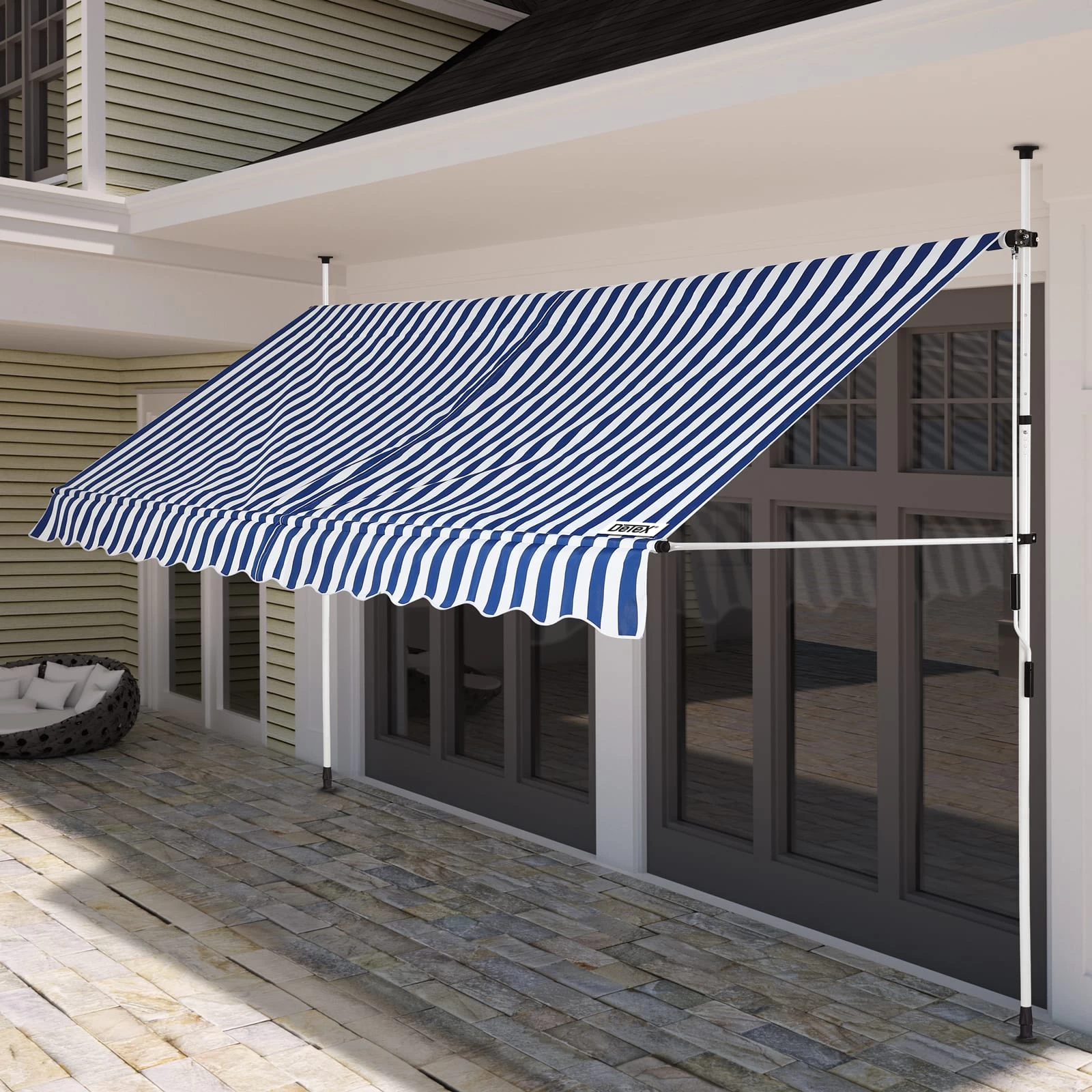 Klemmmarkise Blau/Weiß 350cm 5 Klemmmarkise Blau/Weiß 350cm – Bild 3