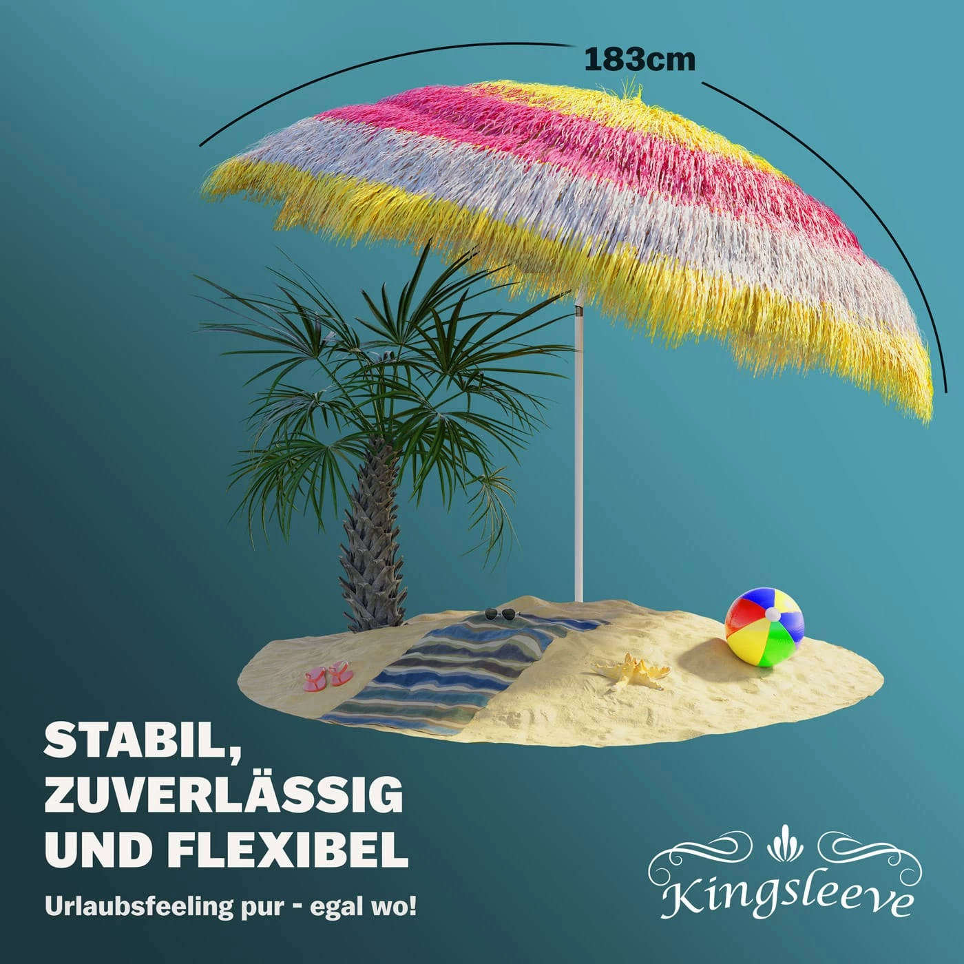 Sonnenschirm Hawaii Bunt Ø160cm UV-Schutz 30+ 7 Sonnenschirm Hawaii Bunt Ø160cm UV-Schutz 30+ – Bild 5