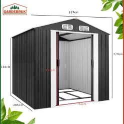 Geräteschuppen Anthrazit Metall 257x205x177,5cm -Gartenmöbel Und Dekoration Geschäft 8f9ff8cc1576c99c650a76d3b164baa7 de 990743d 30 1