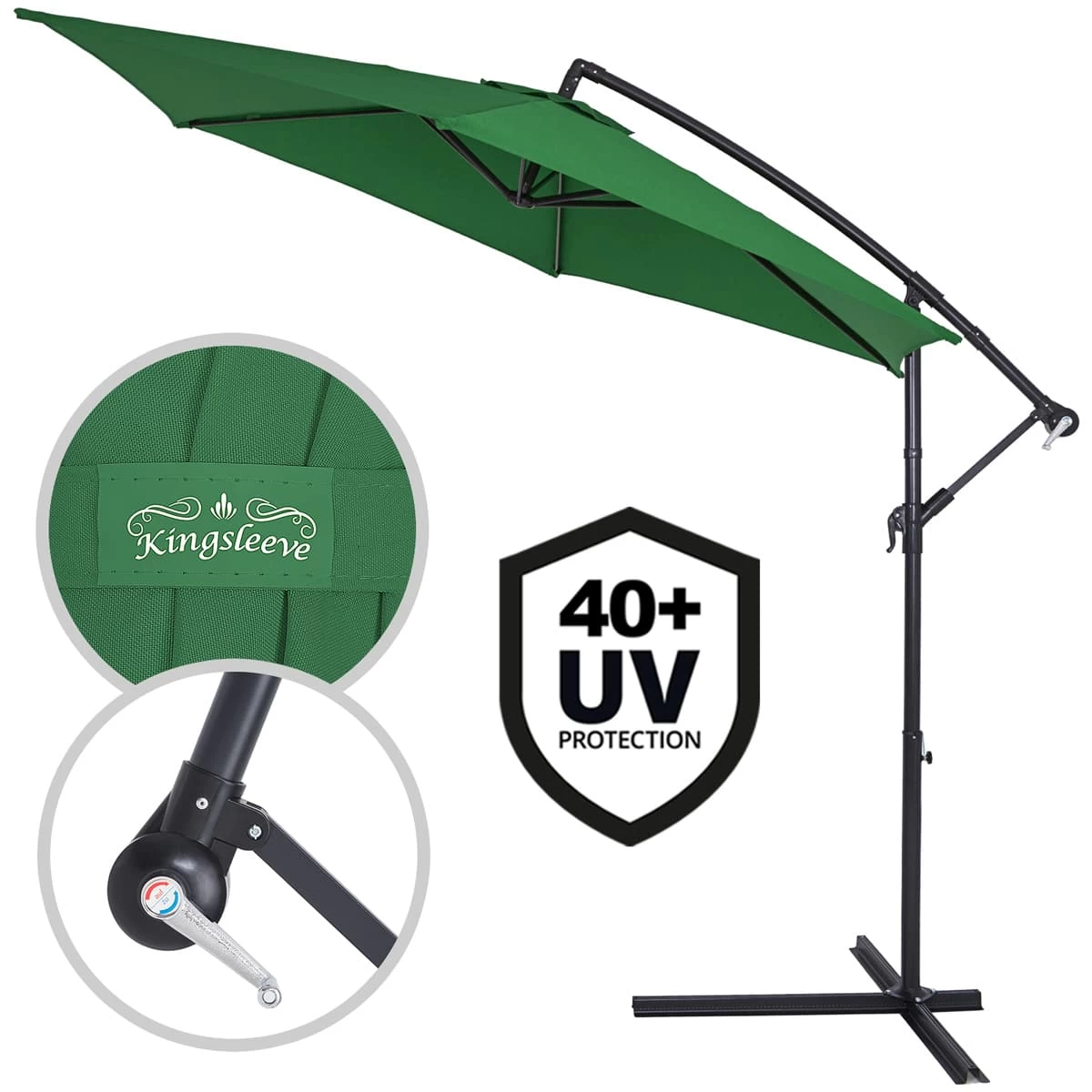 Ampelschirm Grün Alu Ø330cm UV-Schutz 50+ + Abdeckung 9 Ampelschirm Grün Alu Ø330cm UV-Schutz 50+ + Abdeckung – Bild 7