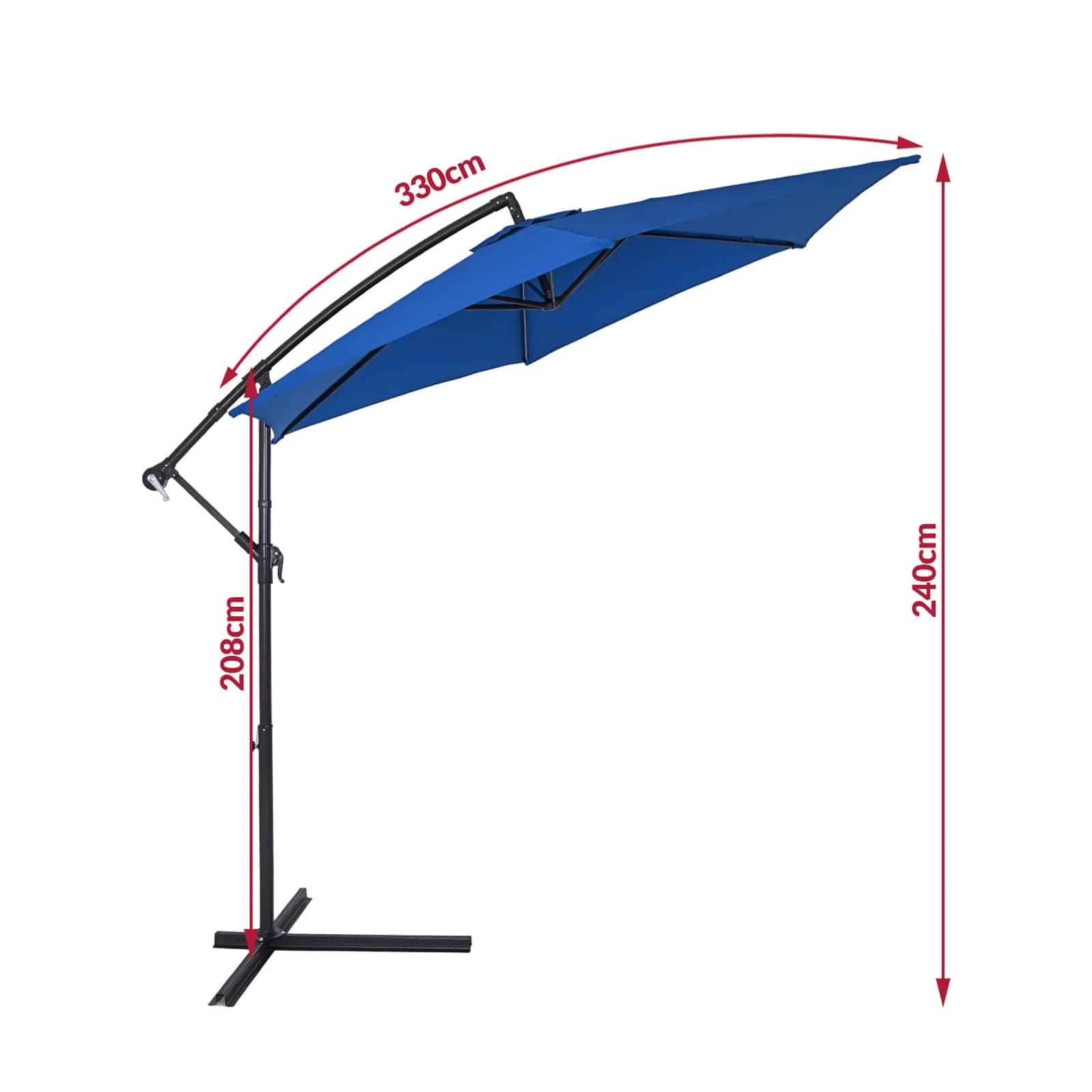 Ampelschirm Blau Alu Ø330cm UV-Schutz 50+ + Abdeckung 7 Ampelschirm Blau Alu Ø330cm UV-Schutz 50+ + Abdeckung – Bild 5