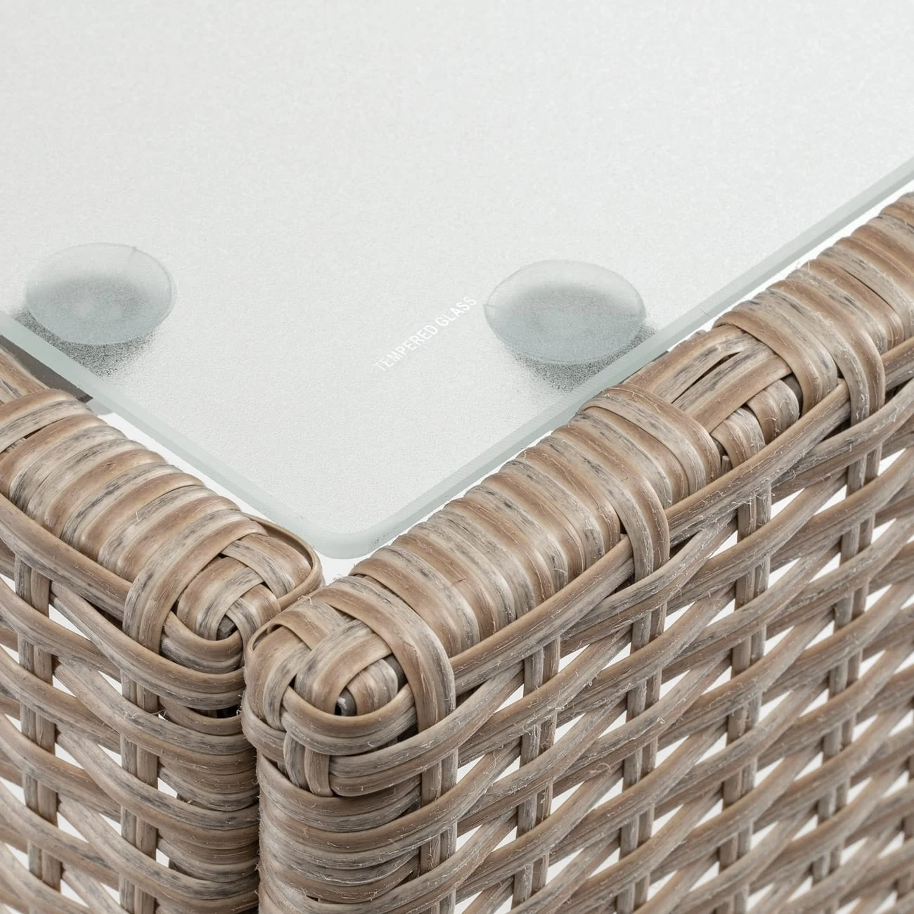 Polyrattan Beistelltisch Grau-Beige 58x58x42cm 5 Polyrattan Beistelltisch Grau-Beige 58x58x42cm – Bild 3