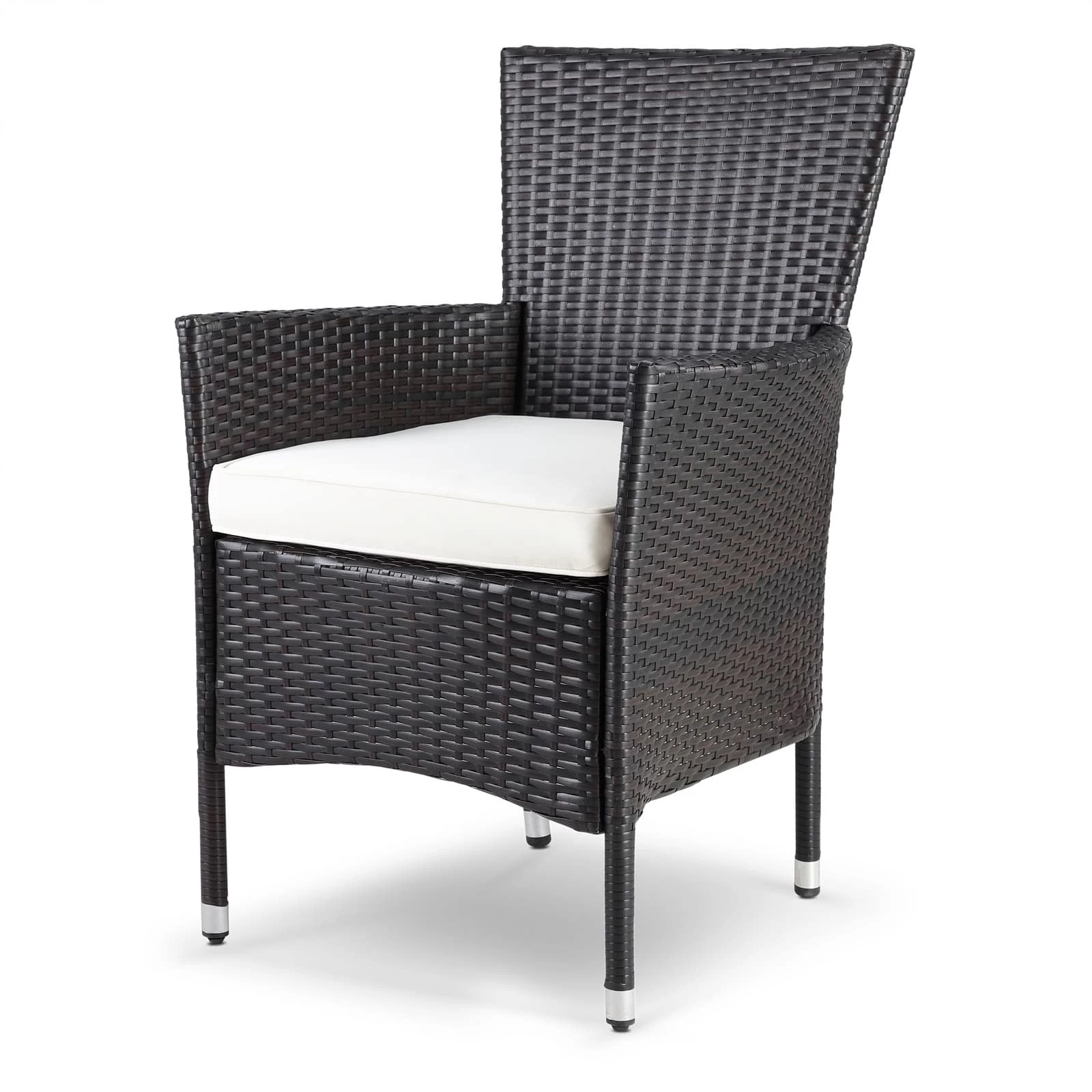 Polyrattan Gartenstuhl 2er-Set Braun/Creme Stapelbar 5 Polyrattan Gartenstuhl 2er-Set Braun/Creme Stapelbar – Bild 3