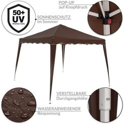 Faltpavillon Capri - Popup Dunkelbraun 3x3m -Gartenmöbel Und Dekoration Geschäft 96f0f81a4999f08f0093fd23305cc08a de 100385d 16 1